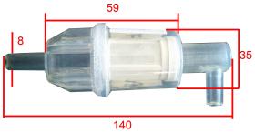 MECANICA 126180 - FILTRO GASOIL INTERLINEA EN L BOCAS 8 MM LARGO 103 MM