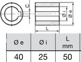 MECANICA 840530 - CASQUILLO MOTOR HIDRAULICO Ø 25EXT 40 CHAVETA 8 MM L 50 MM.