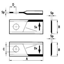 ACCESORIOS 457980 - CUCHILLA SEGADORA IZQ . L.94X47X3 Ø18,5
