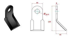 ACCESORIOS 562060 - CUCHILLA DESBROZADOR L,120-45 PLETINA 40X8 Ø 16,5