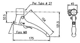 ACCESORIOS 624388 - PALANCA EMBRAGUE DER. ABRAZADERA Ø 25-27 CON SEGURO