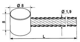 ACCESORIOS 629990 - CABLE ACELERADOR C.8X8 LT. 3000 MM  Ø 1.9 MM