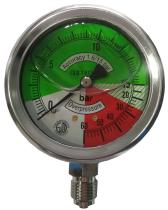PULVERIZACION 263620 - MANOMETRO GLICERINA 15-60 ATM. INOX ISOMETRICO Ø63