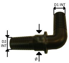 PULVERIZACION 266332 - RACOR CURVO 1 DOBLE MANG 26 SIN JUNTA