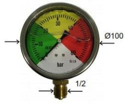 PULVERIZACION 267325 - MANOMETRO Ø 100 GLICERINA INOX 1/2 60 BAR