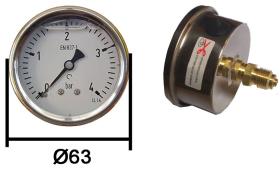 PULVERIZACION 267332 - MANOMETRO GLICERINA INOX 4 ATM.  Ø63 ROSCA TRASERA 1/4