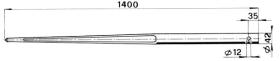 APEROS LABRANZA 558430 - PUNTA CILINDRICA Ø 42 L. 1400 TIPO PERFORADO Ø 12 MM