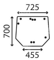 CRISTAL / ACCESORIOS CABINA ER411437 - CRISTAL TRASERO VENTANA JHD 725-455 ALTO 700