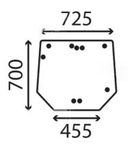 CRISTAL / ACCESORIOS CABINA ER411437 - CRISTAL TRASERO VENTANA JHD 725-455 ALTO 700
