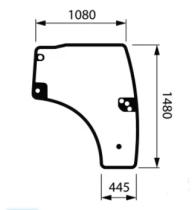 CRISTAL / ACCESORIOS CABINA 001619520 - PUERTA DERECHA CURVADA SDF 445-1080 ALTO 1480