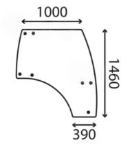 CRISTAL / ACCESORIOS CABINA 6602083A5 - CRISTAL PUERTA DER AGCO 390-1000X1460 ALTO